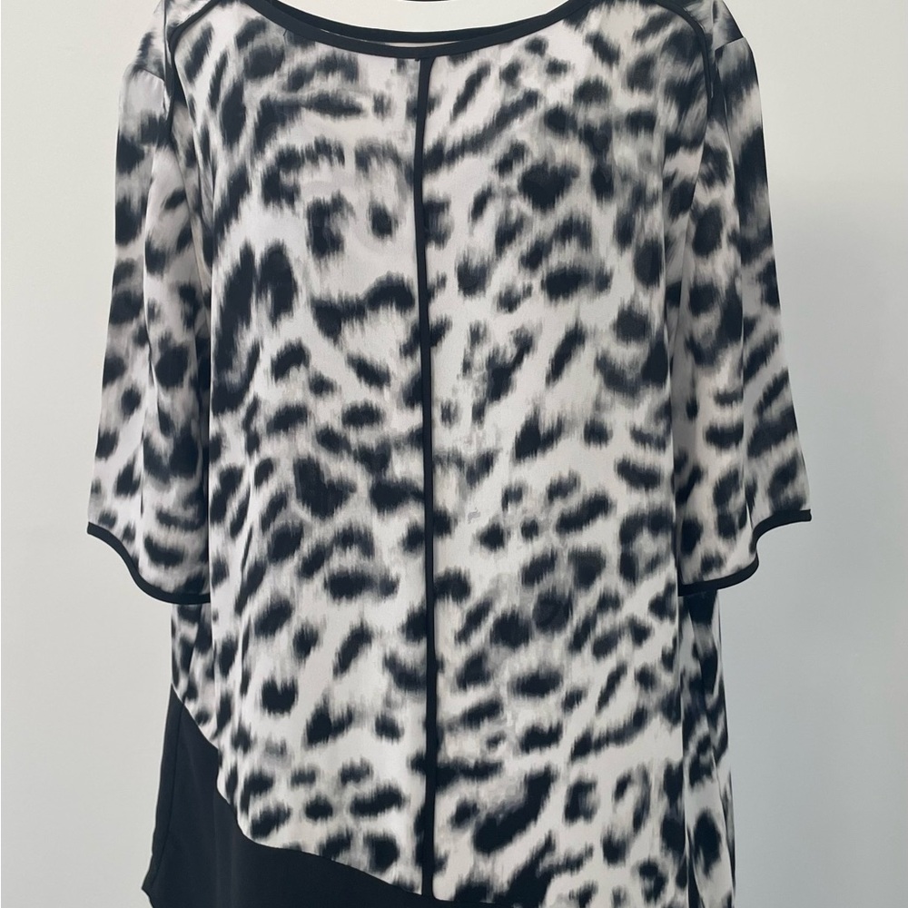 Chico's Black and White Leopard-Print Tunic